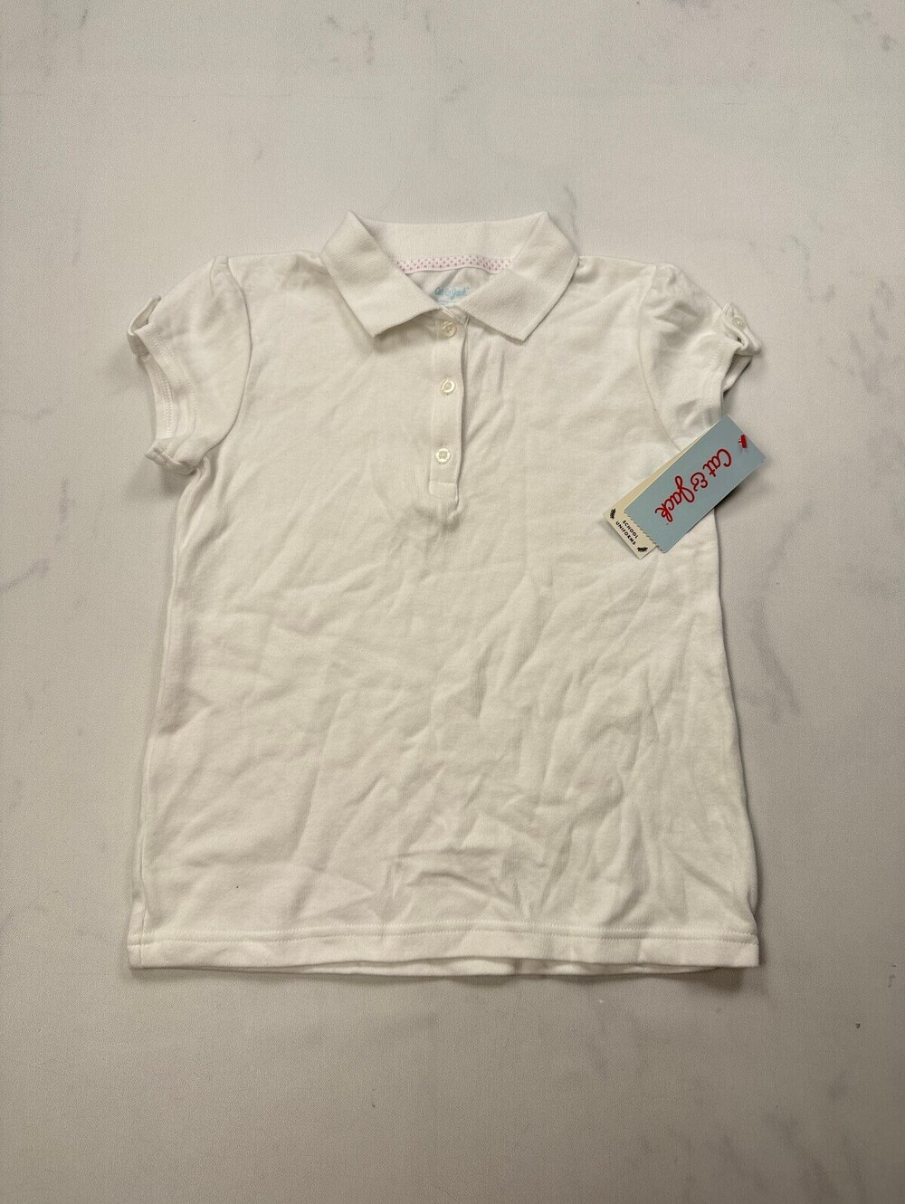 Cat & Jack Polo Shirt White Current Minimalist - Girls 6/7